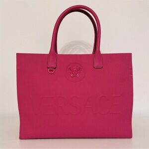 Versace La Medusa Hot Pink Large Canvas Tote Bag
